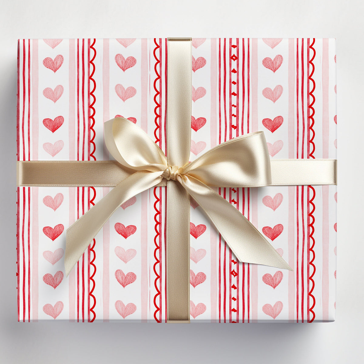 Hearts and Stripes Gift Wrap