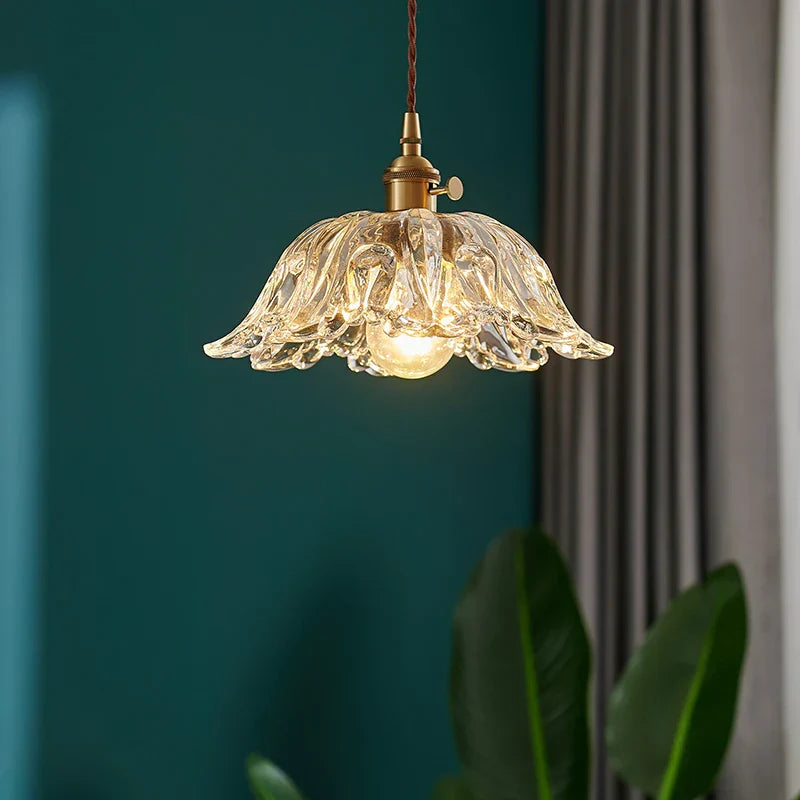 Japanese Glass Pendant Light - Vintage Brass (Various Sizes)