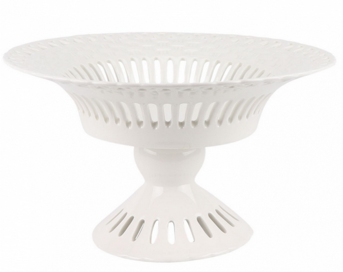 White Pierced Pedestal Bowl (2 Sizes)