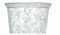 Ivory & Blue Bamboo Chinoiserie Footed Planter