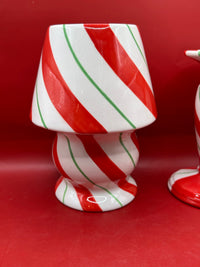 Peppermint Swirl Christmas Candle Holder – 3 Piece Set