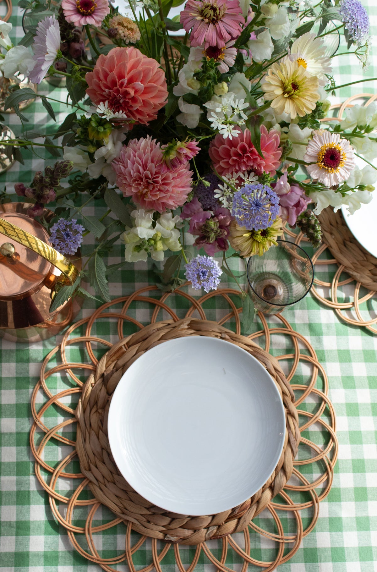 Moss Ruffled Gingham Tablecloth (Various Sizes)