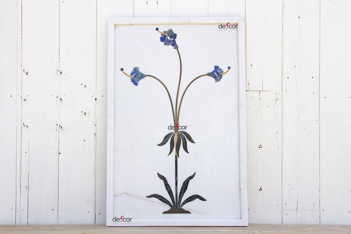 Precious Botanical Inlay Marble Panel
