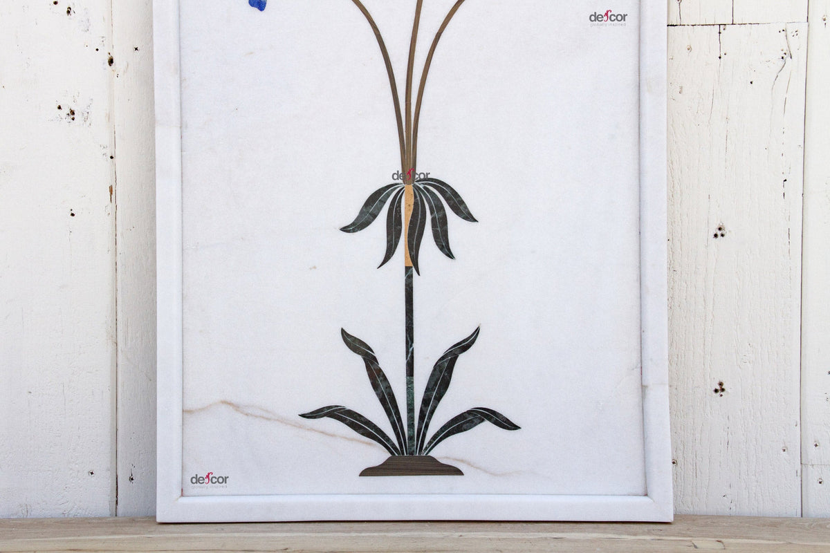Precious Botanical Inlay Marble Panel