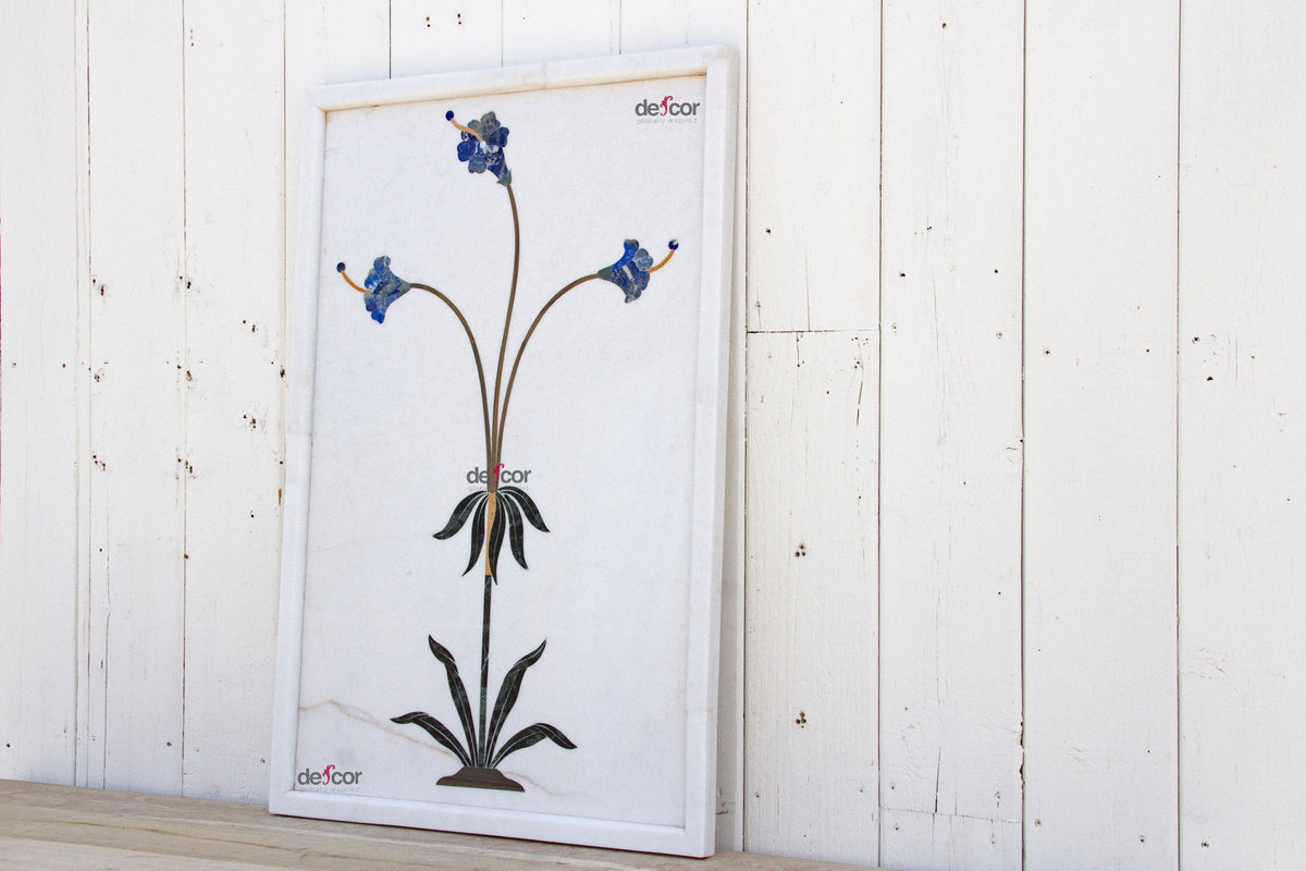 Precious Botanical Inlay Marble Panel
