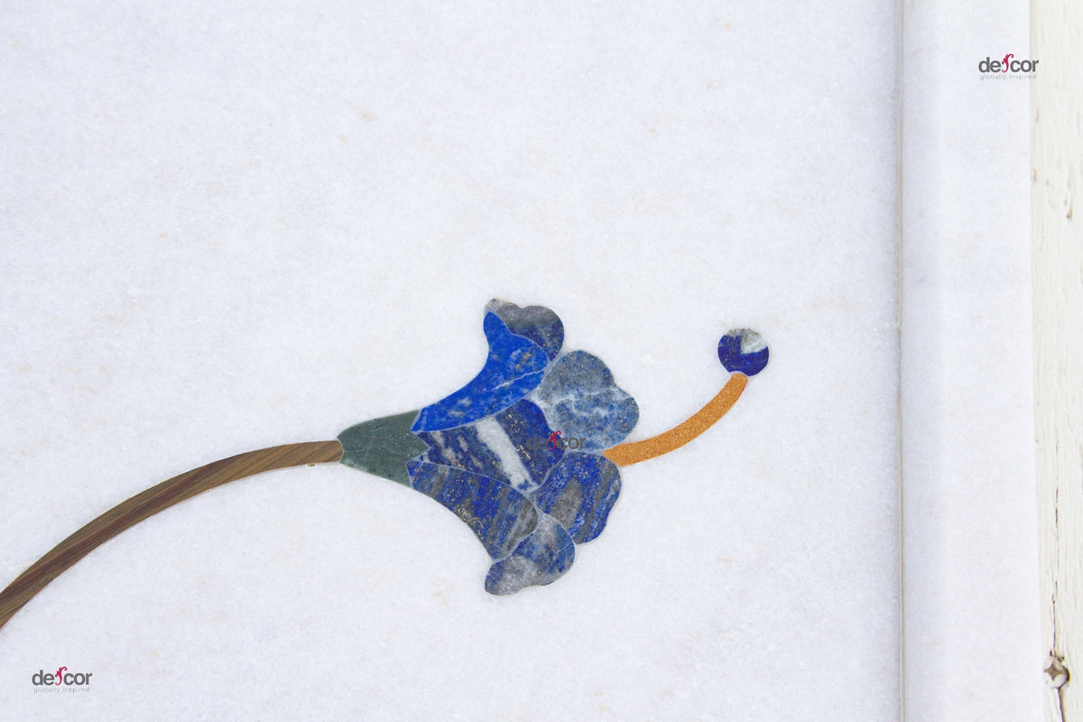 Precious Botanical Inlay Marble Panel