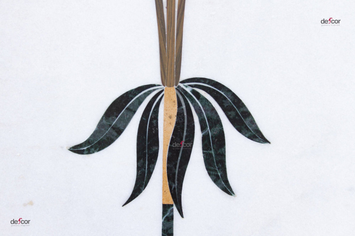 Precious Botanical Inlay Marble Panel