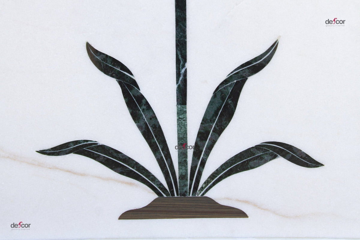 Precious Botanical Inlay Marble Panel