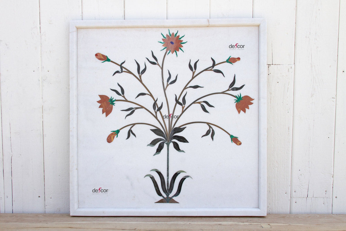 Marble Gemstone Inlay Campanula Wall Panel