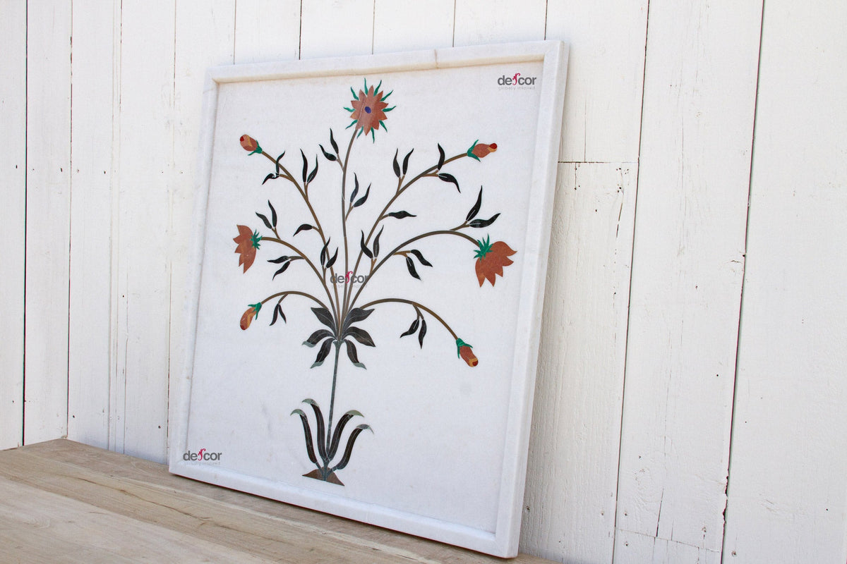 Marble Gemstone Inlay Campanula Wall Panel