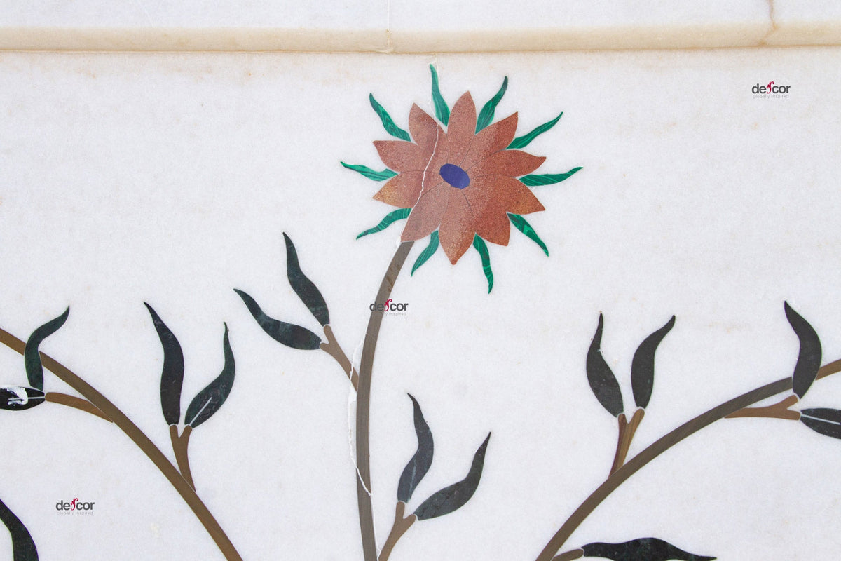Marble Gemstone Inlay Campanula Wall Panel