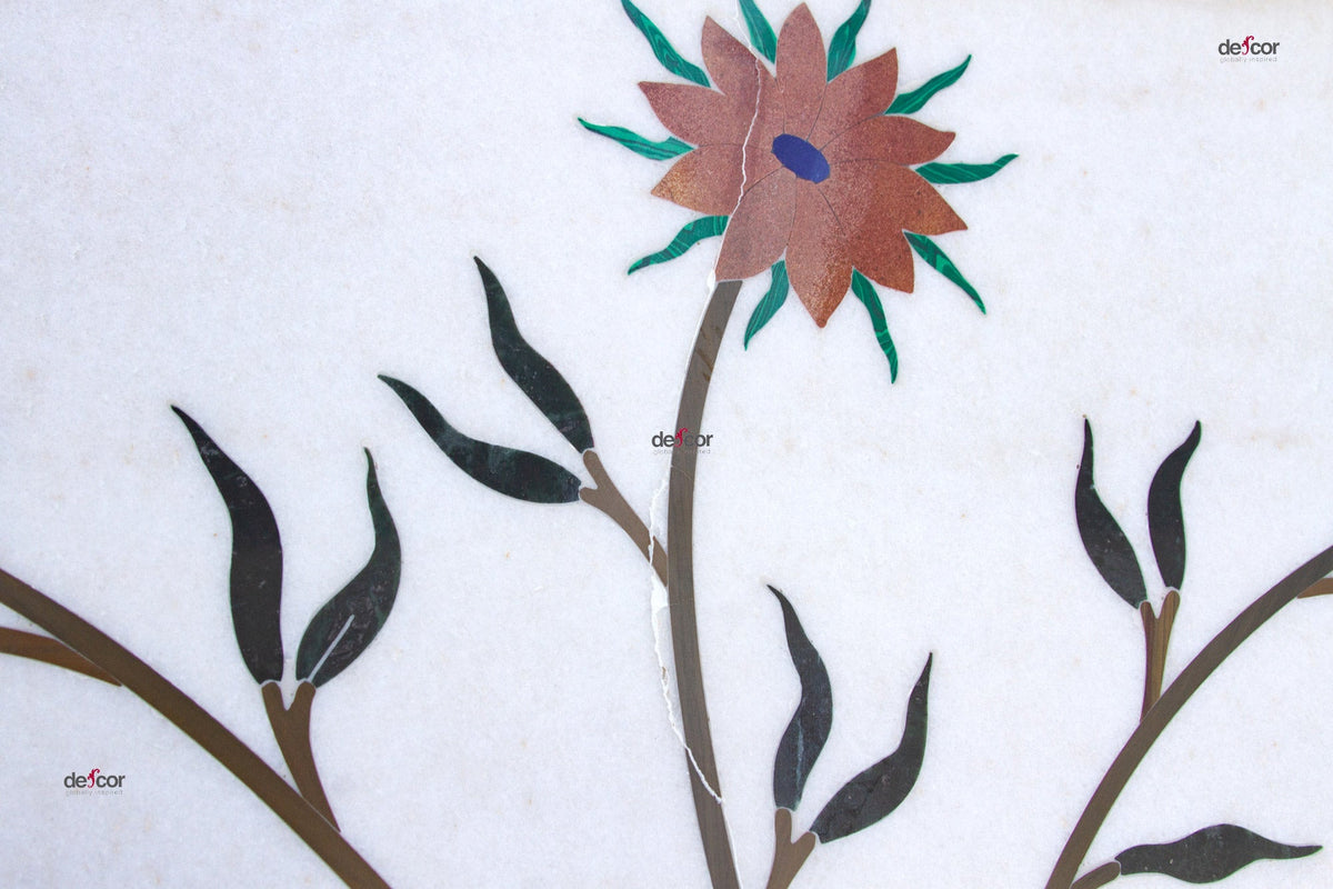 Marble Gemstone Inlay Campanula Wall Panel