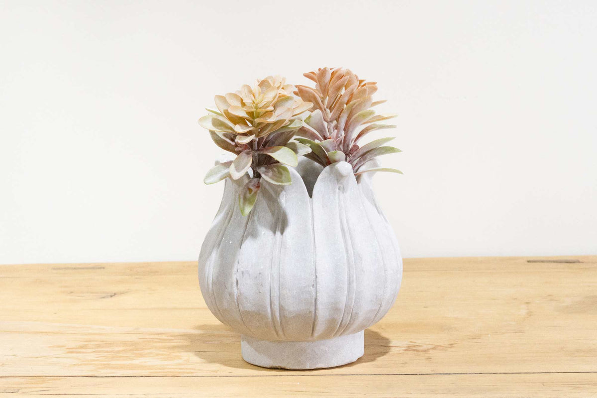 Carved White Marble Lotus Vase-Agra