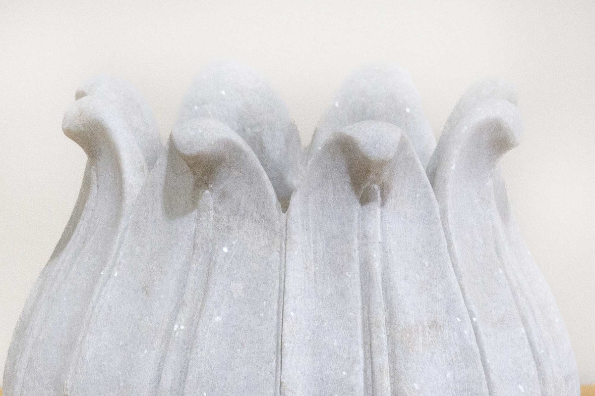 Carved White Marble Lotus Vase-Agra