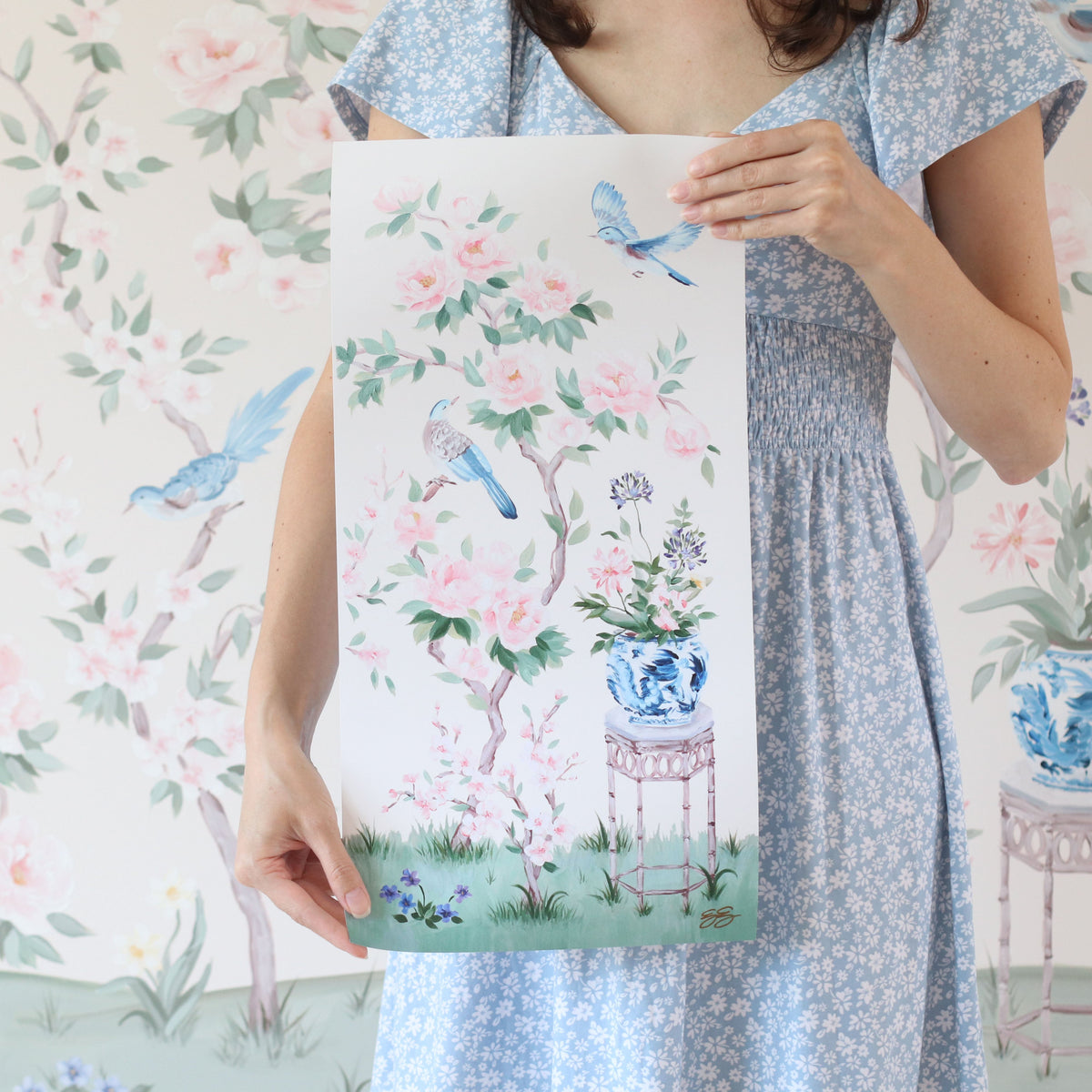 June – Ivory Chinoiserie Fine Art Print on Paper (Various Sizes)