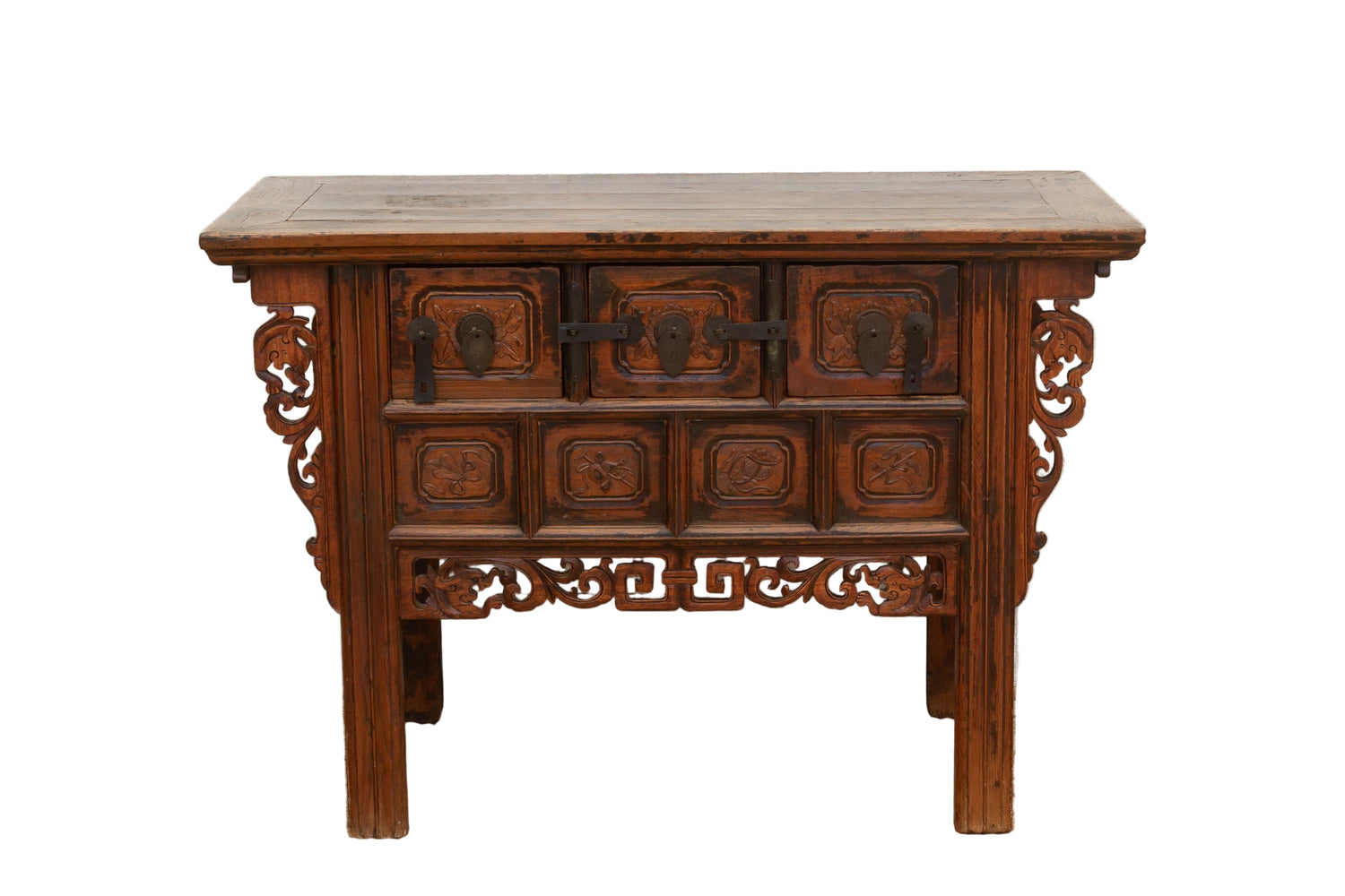 Antique Carved Ming Style-3 Drawer Console