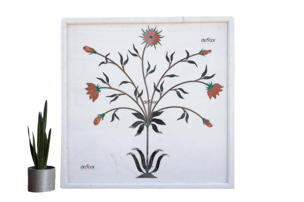 Marble Gemstone Inlay Campanula Wall Panel