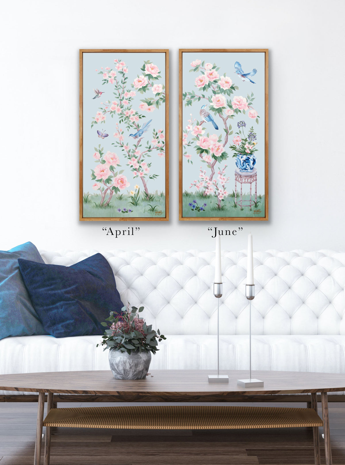 June – Blue Chinoiserie Fine Art Paper Print (Various Sizes)