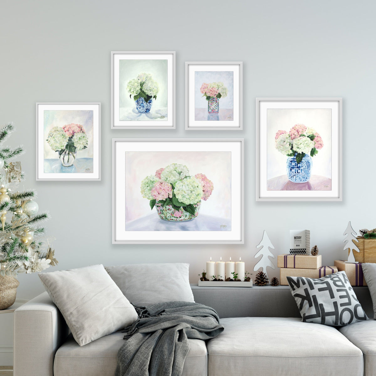 New England Summer – Hydrangea Chinoiserie Canvas Print (Various Sizes)