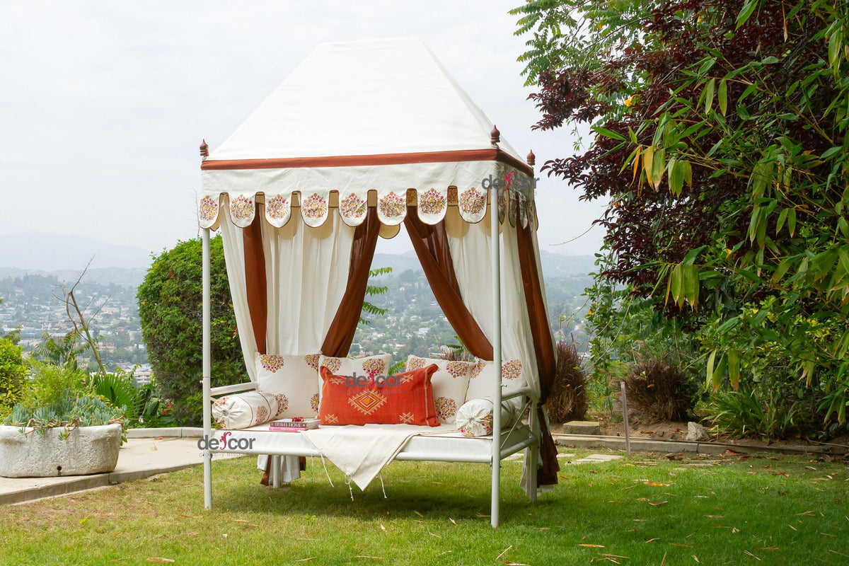Royal Marigold Block Print Canopy Daybed