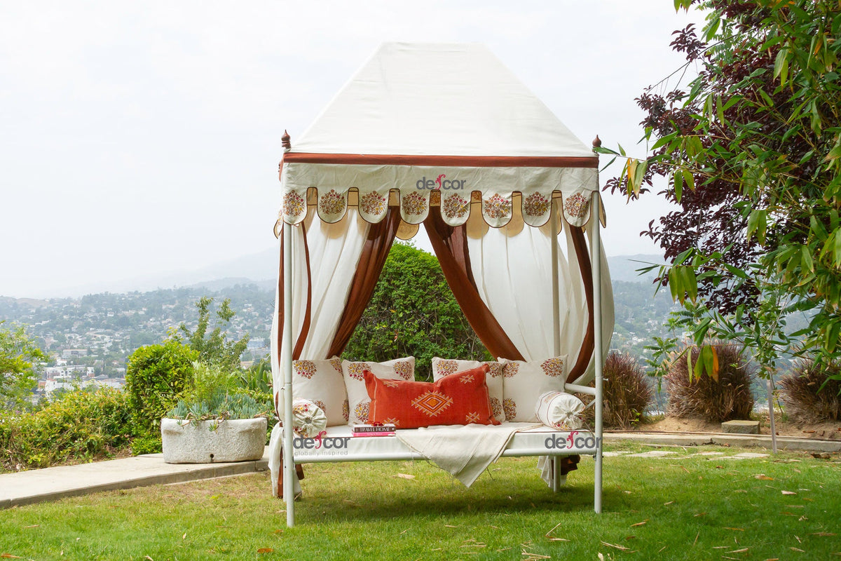 Royal Marigold Block Print Canopy Daybed