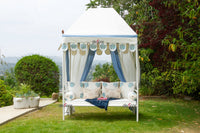 Coastal Blue & White Floral Block Print Garden Daybed