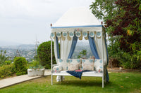 Coastal Blue & White Floral Block Print Garden Daybed