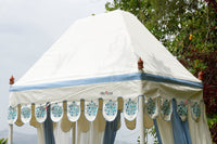 Coastal Blue & White Floral Block Print Garden Daybed