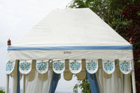 Coastal Blue & White Floral Block Print Garden Daybed