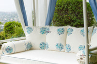 Coastal Blue & White Floral Block Print Garden Daybed