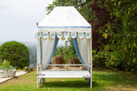 Coastal Blue & White Floral Block Print Garden Daybed