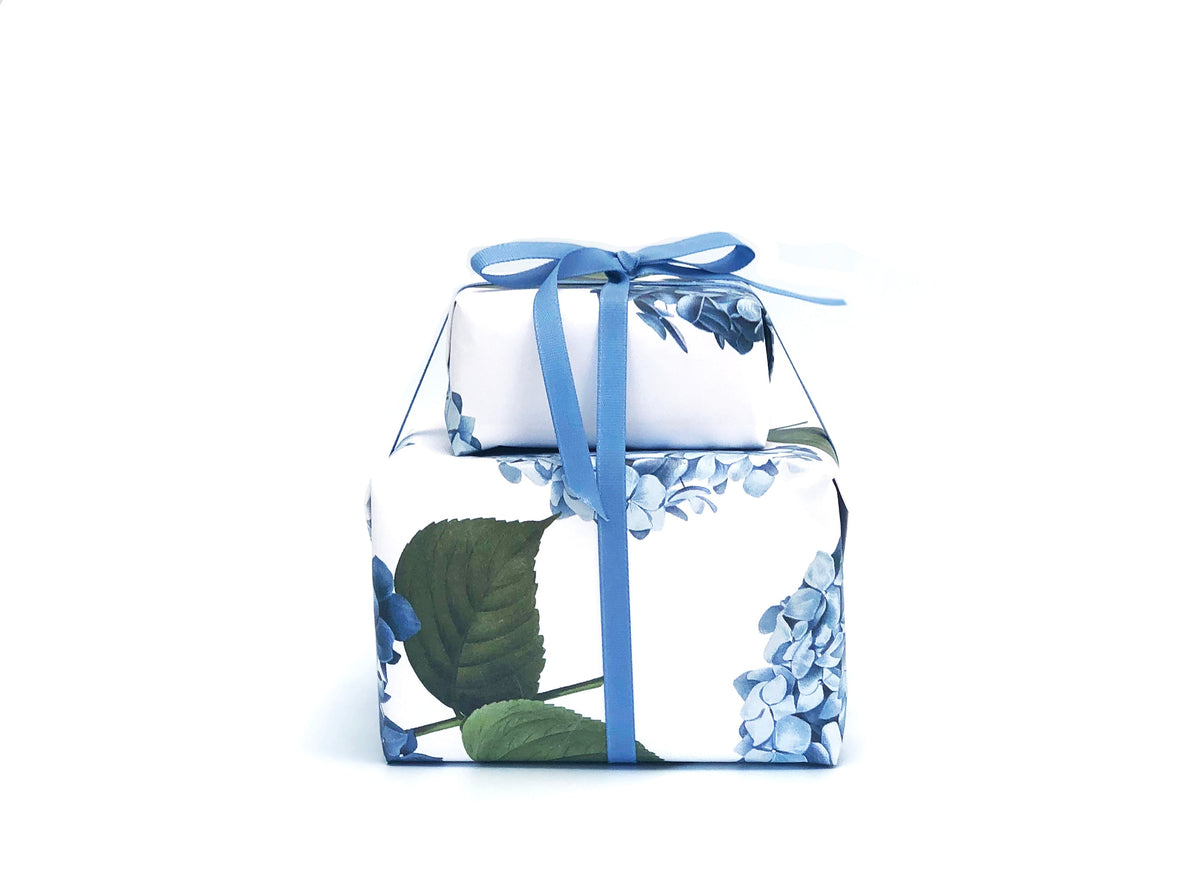 Blue Hydrangea Wrapping Paper as Set w/ Gift Tags or
