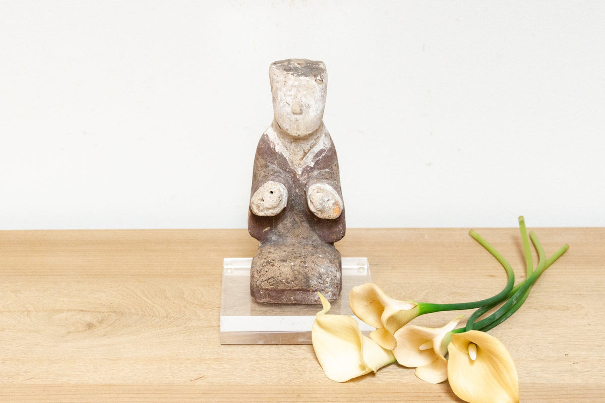 Antique Painted Chinese Pottery Figure