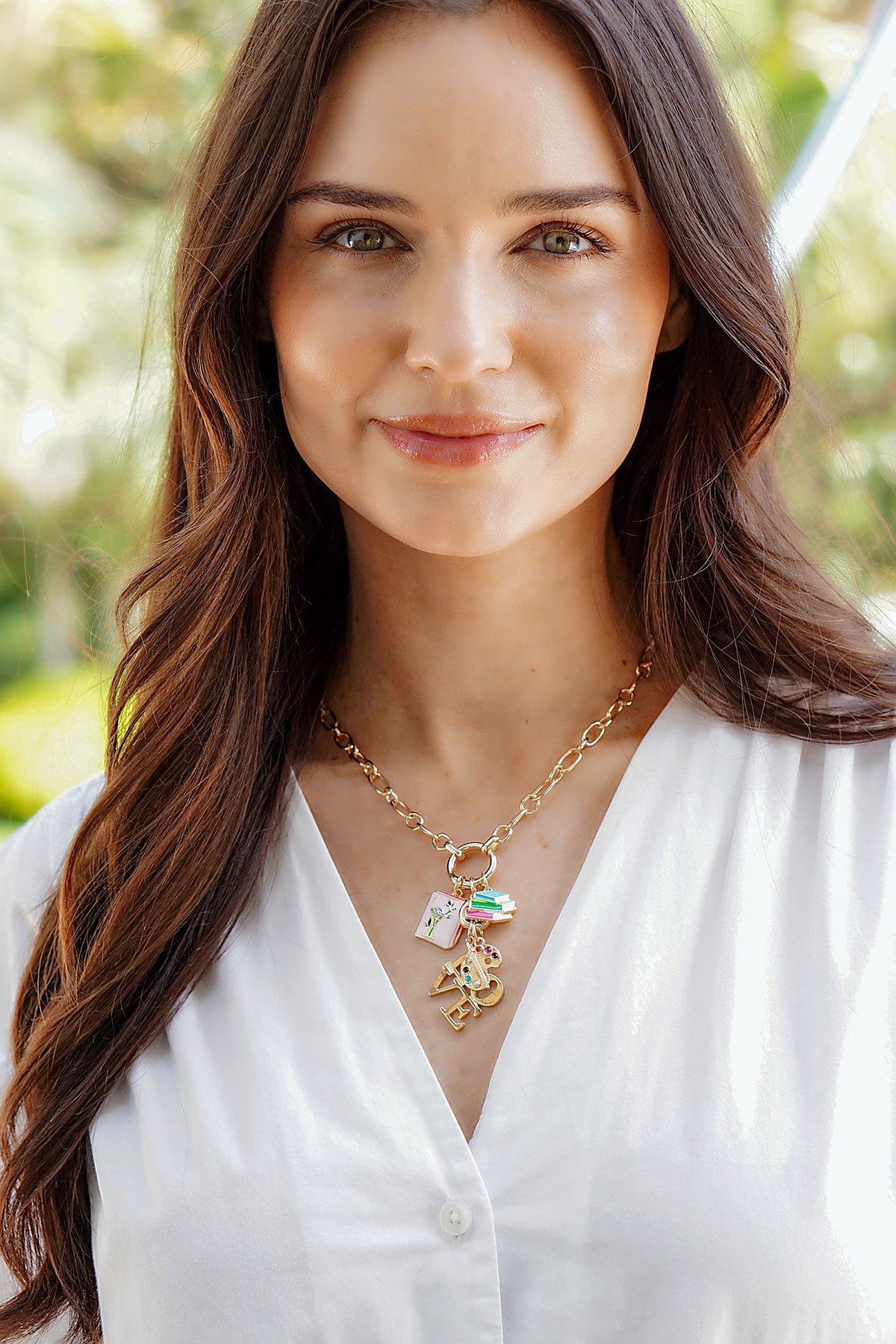 Mahjong Enamel Tile Charm in Pink