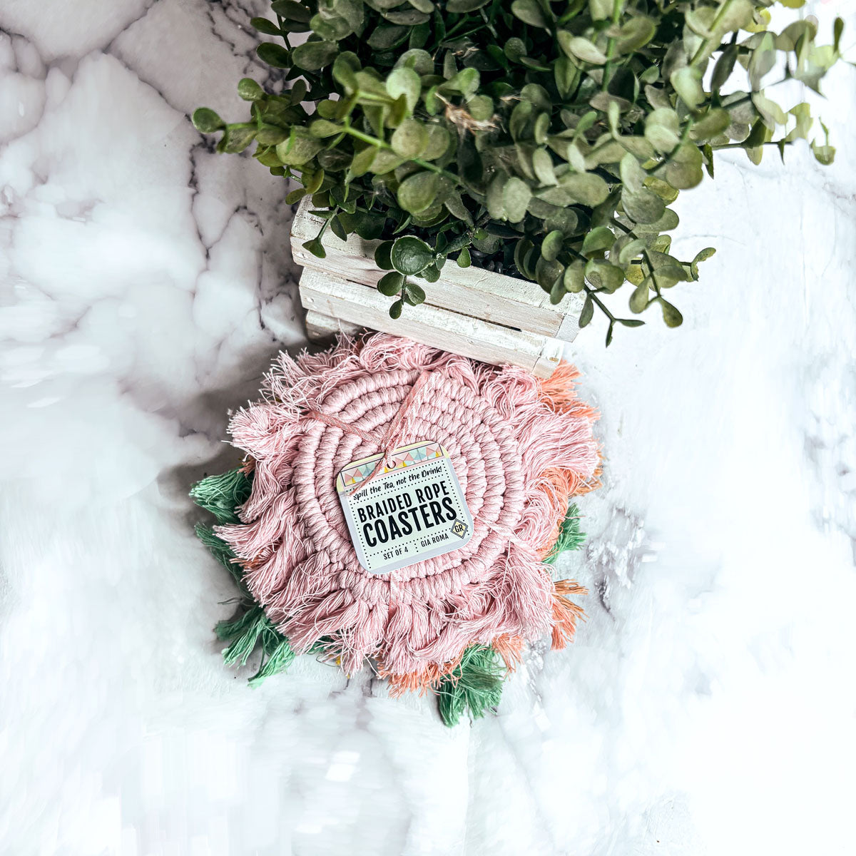 Pastel Braided Tassel Coasters (Various Colors)
