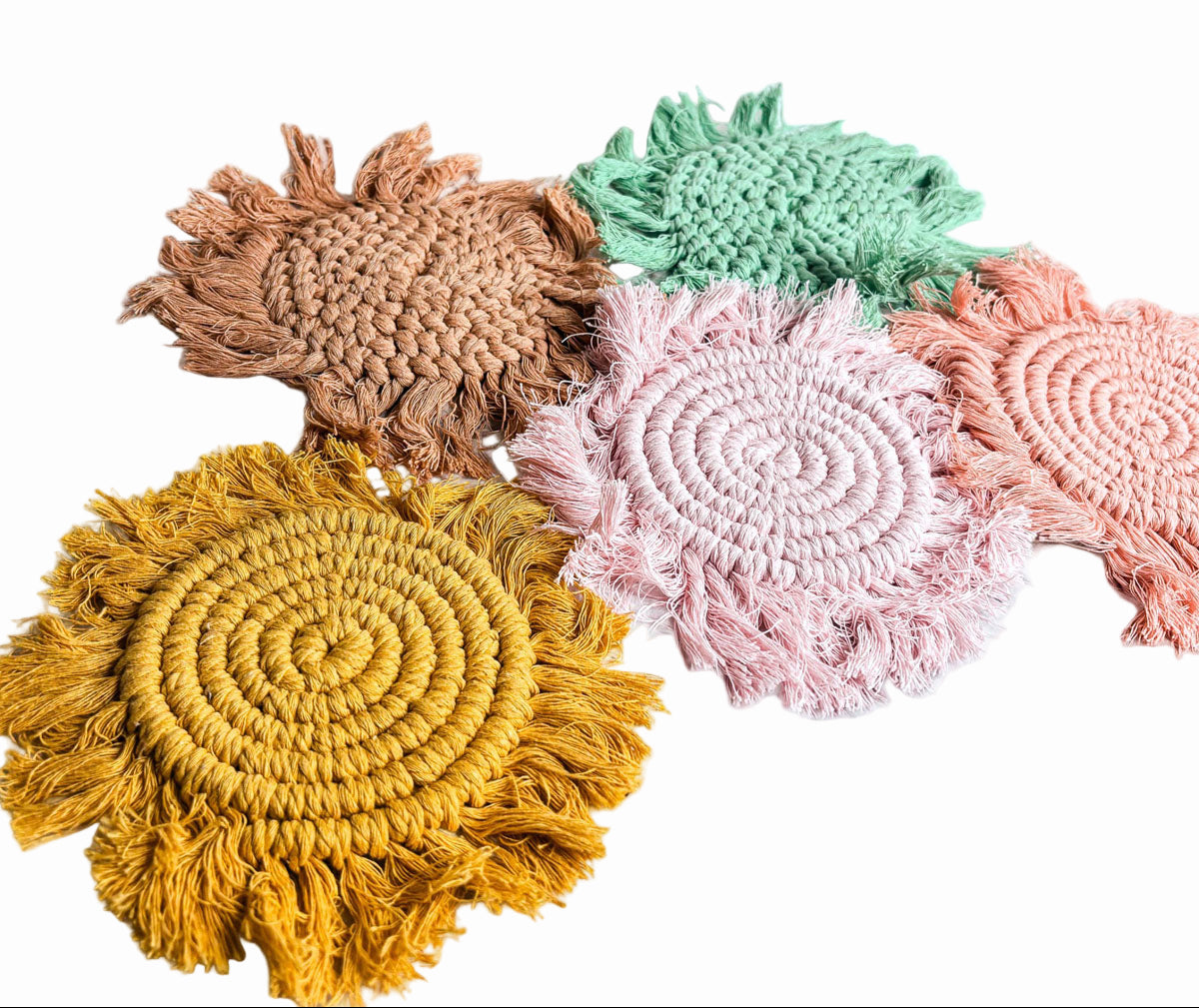 Pastel Braided Tassel Coasters (Various Colors)