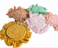 Pastel Braided Tassel Coasters (Various Colors)
