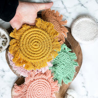 Pastel Braided Tassel Coasters (Various Colors)