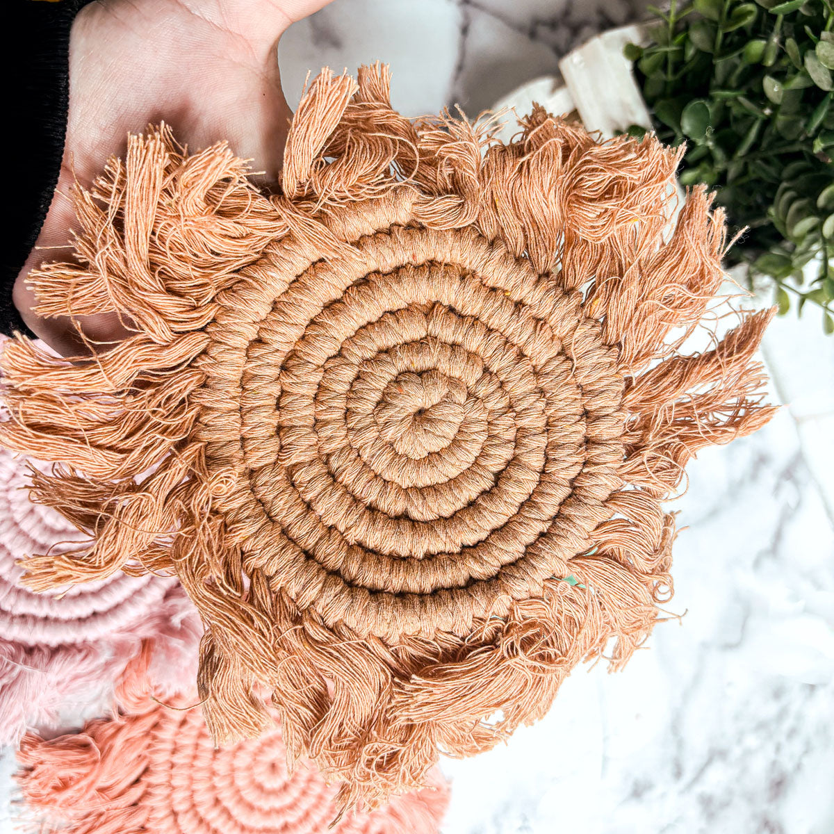 Pastel Braided Tassel Coasters (Various Colors)