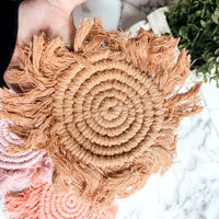 Pastel Braided Tassel Coasters (Various Colors)