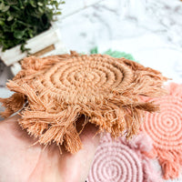 Pastel Braided Tassel Coasters (Various Colors)