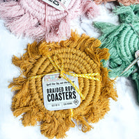 Pastel Braided Tassel Coasters (Various Colors)