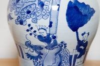 Pair of Vintage Blue & White Porcelain Jars