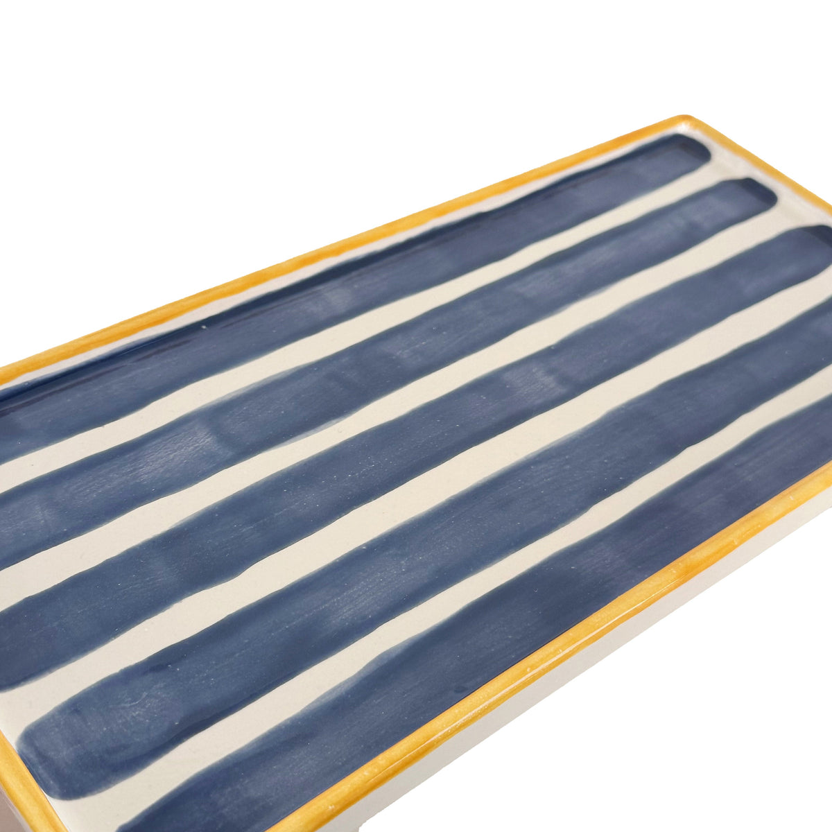 Striped Low Profile Tray in Blue & Yellow