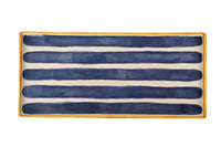 Striped Low Profile Tray in Blue & Yellow