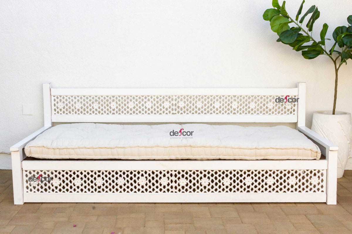 Floral White Moorish Lounge Daybed