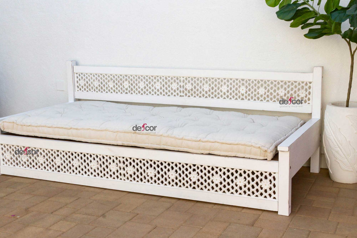 Floral White Moorish Lounge Daybed