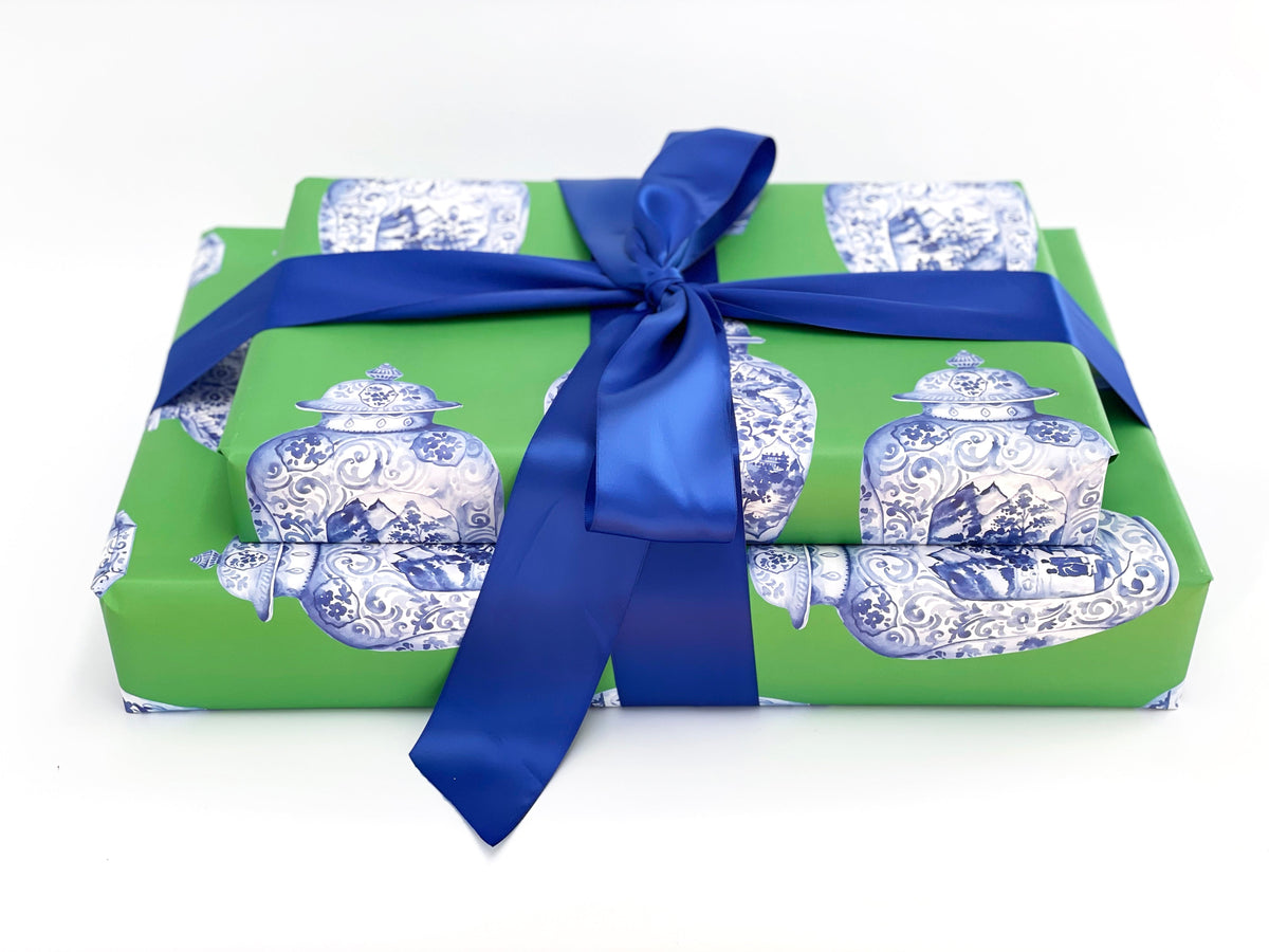 Green Ginger Jar Gift Wrap  (Sold as Set w/ Gift Tags or Separately)