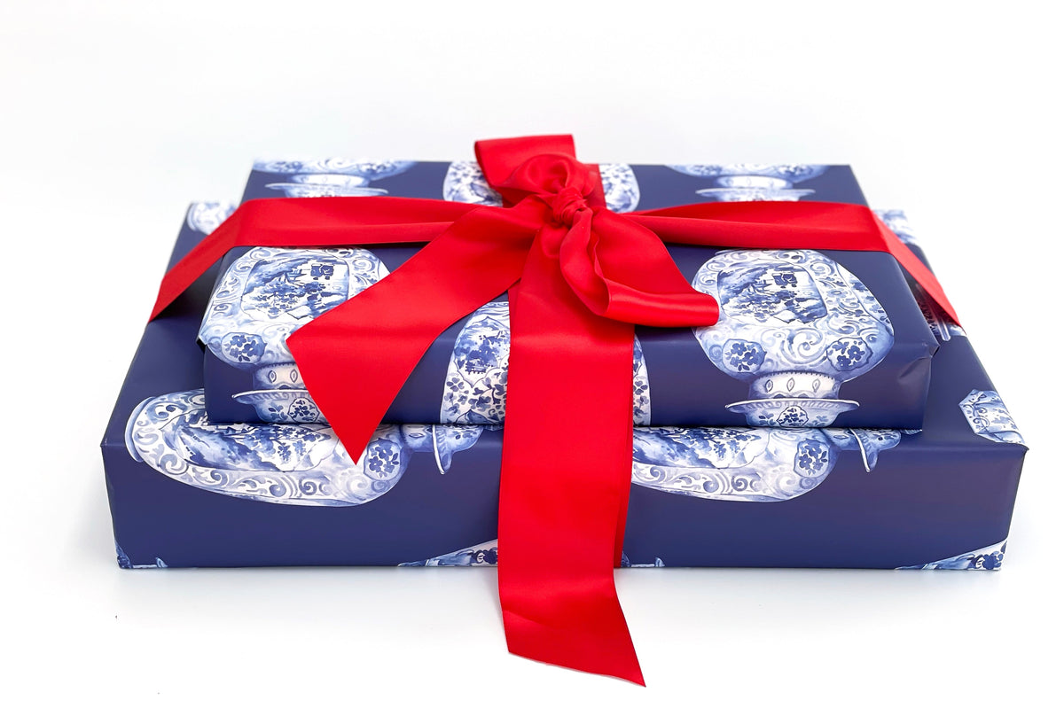 Blue Ginger Jar Gift Wrap (Sold as Set w/ Gift Tags or Sold Separately)