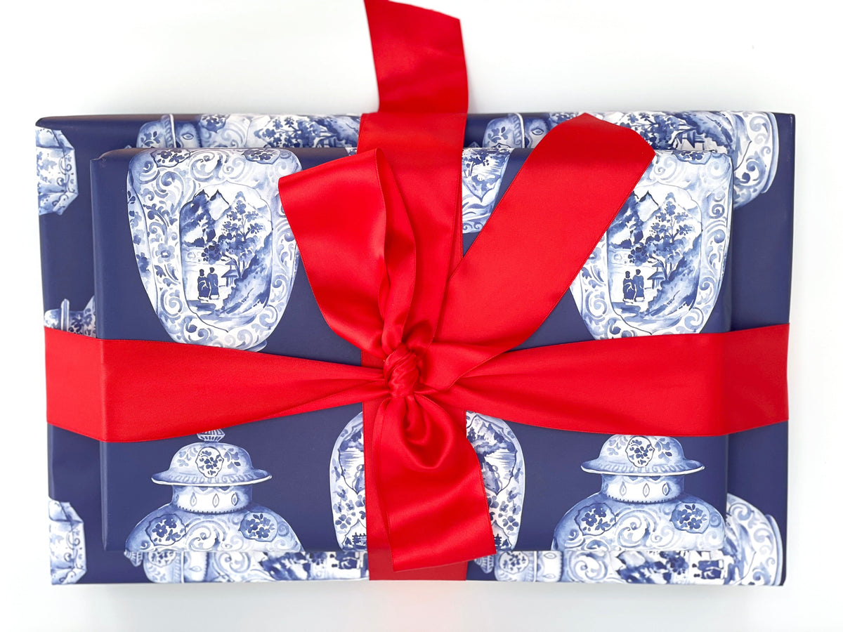 Blue Ginger Jar Gift Wrap (Sold as Set w/ Gift Tags or Sold Separately)